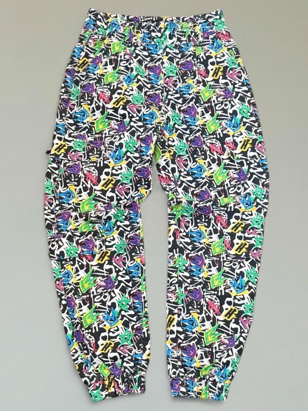 Colorful Graffiti Print Cargo Pants
